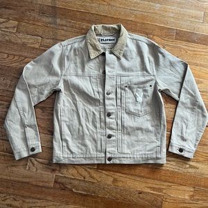 Playboy denim jacket with corduroy collar